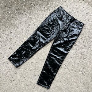 Black PVC Patent High Waisted Faux Leather Plus Size Pants 2x NEW WITH TAGS